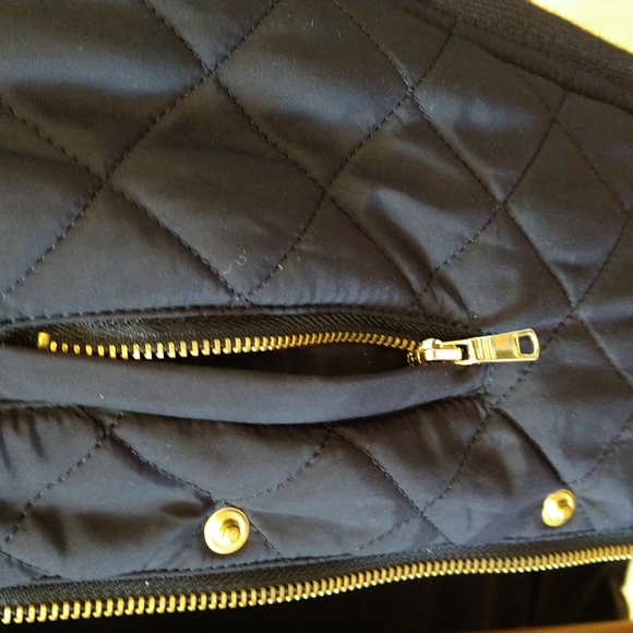 Small Black quilted Zara jacket brown trim gold hardware - Picture 9 of 14